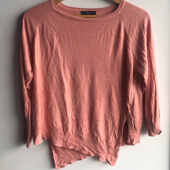Zara Asymmetrical Pink Knit Pullover - Picture 1 of 1